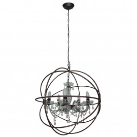 Oriel Lighting-COLUMBUS BLING Wire Framed Open Spherical Pendant with Crystals